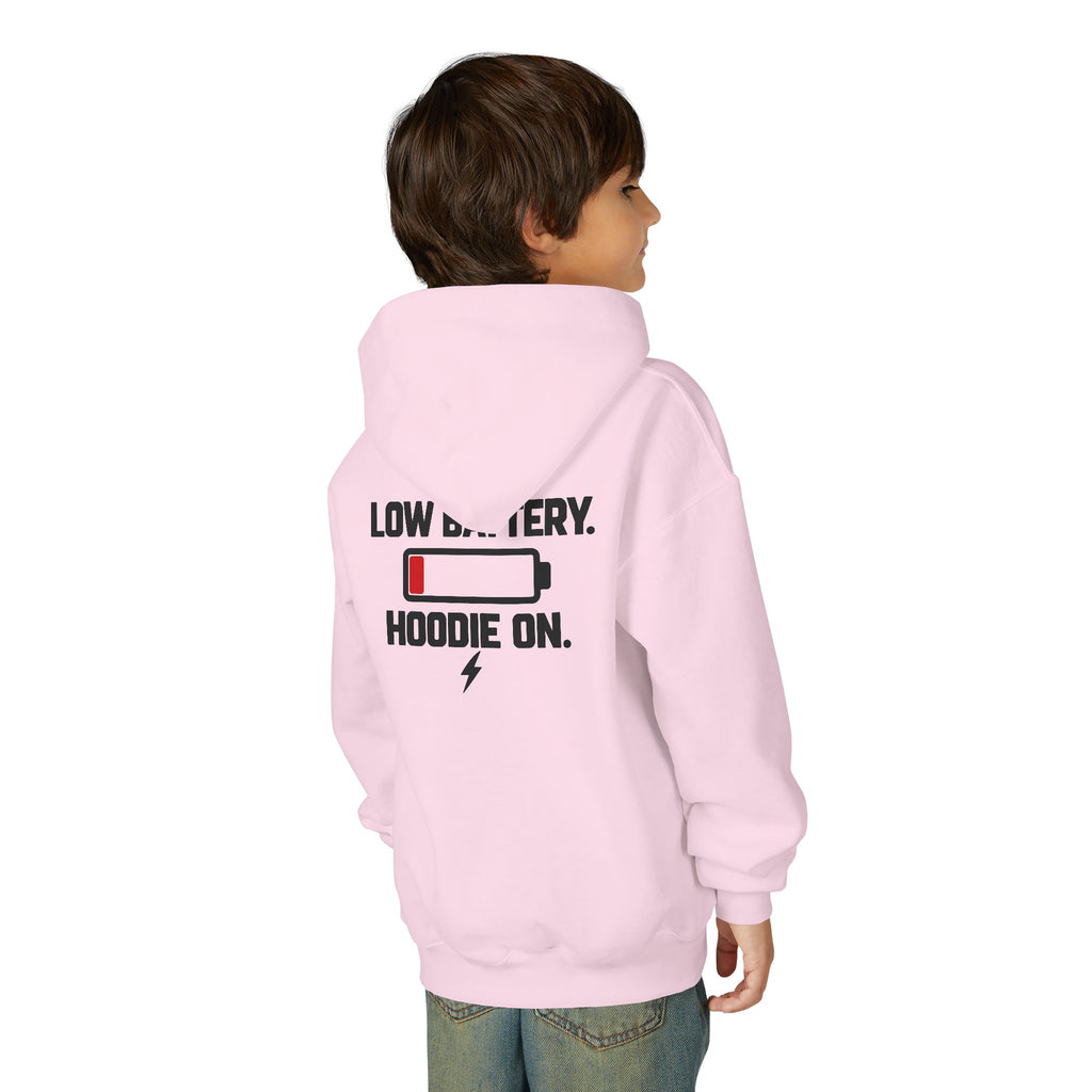 Low Battery. Hoodie On. Youth Hoodie | X Collection