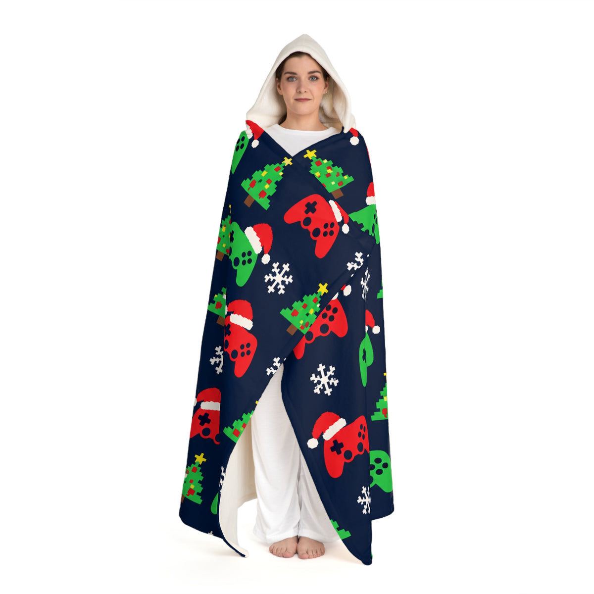 Christmas Gamer Hooded Sherpa Fleece Blanket | X Collection