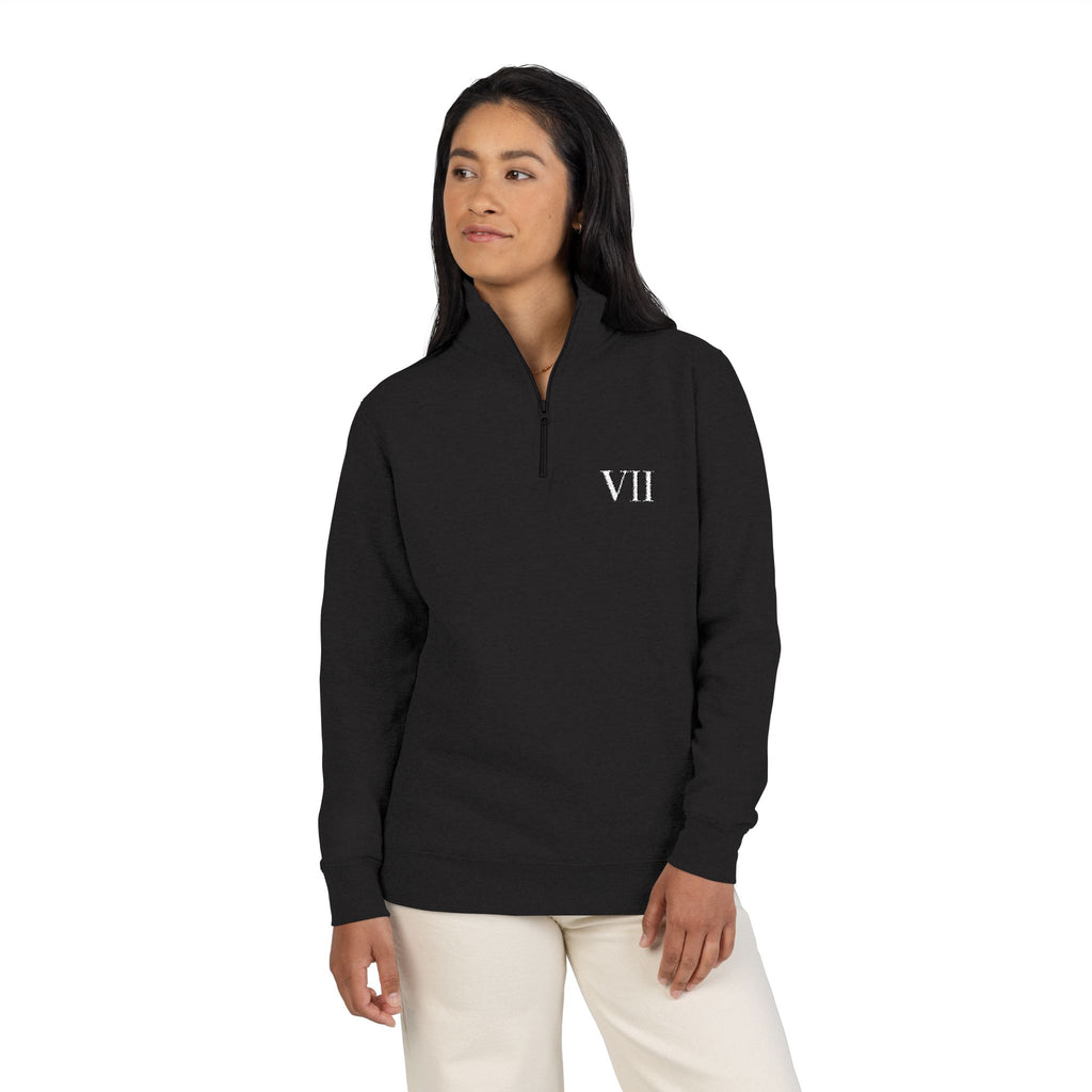 VII Collection Embroidered Fleece Quarter-Zip Pullover
