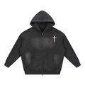 I Collection Sunfade Cross Two-Way Zip Hoodie