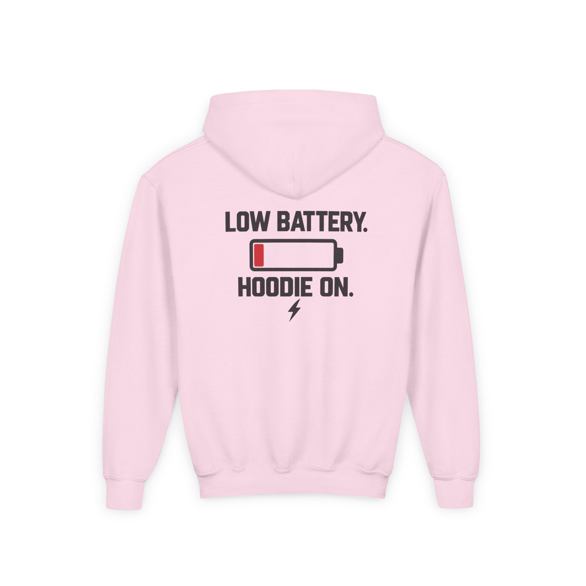 Low Battery. Hoodie On. Youth Hoodie | X Collection